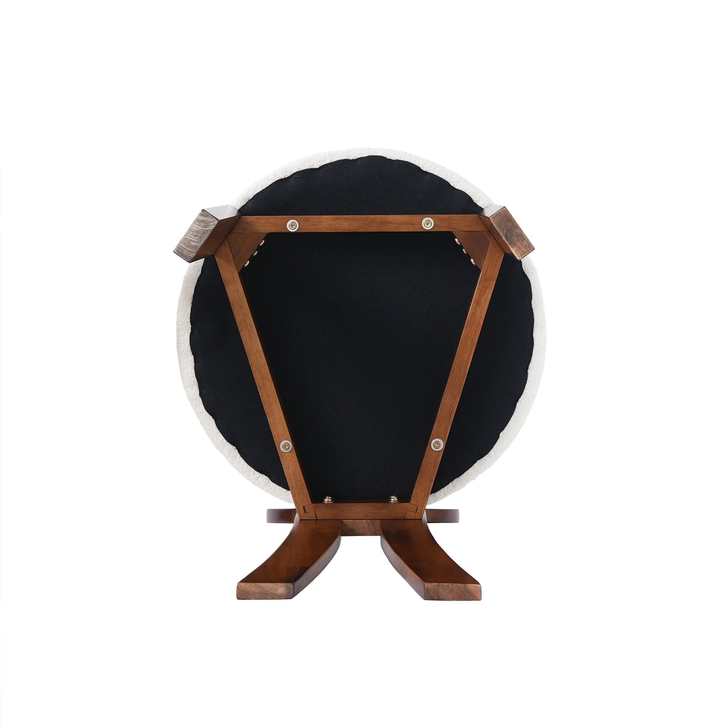 Wooden Dining Chairs Set of 2 Modern Round Dining Room Chair Comfy Fabric Upholstered Kitchen Chairs