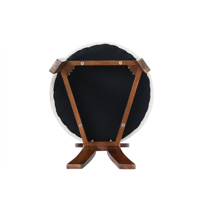 Wooden Dining Chairs Set of 2 Modern Round Dining Room Chair Comfy Fabric Upholstered Kitchen Chairs