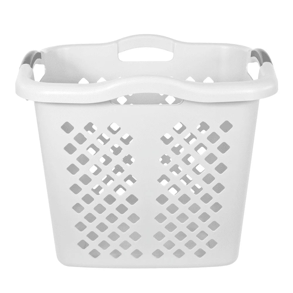 2 Bushel Plastic Laundry Basket Hamper with 4 Handles Breathable Ventilation Durable