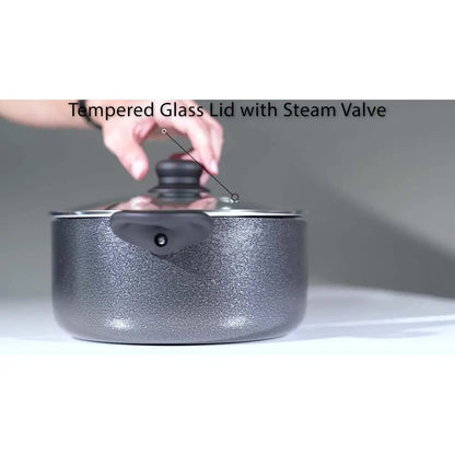 Aluminum 4-Quart Nonstick Dutch Oven Glass Lid Cooking Pot Beans Rice Stews Soups