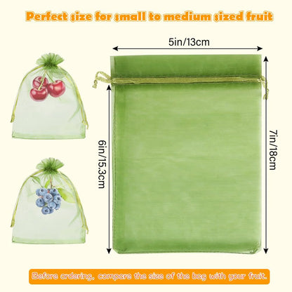 100pcs Drawstring Mesh Bags Fruit Cover Pest Barrier Protective Nets Insect anti-mosquito Net Bag Plant Garden Supplies