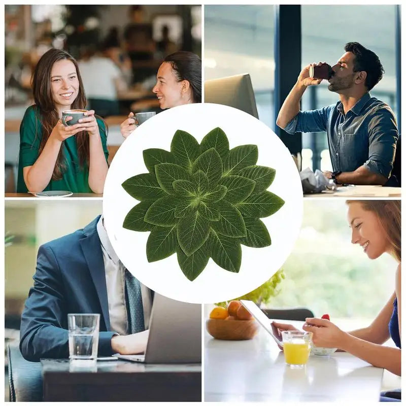 Table Decor Green Leaves Shape Heat Proof Table Mat Washable Dining Table Mats Heat Insulation Table Place Mat For Dining Room