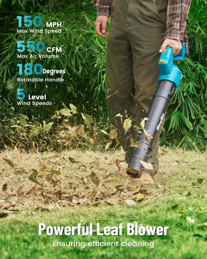 Electric String Trimmer Leaf Blower Combo Kit 3 in 1 Cordless Weed Wacker Grass Eater 12"Lawn Mower 5-Speed for Yard Lawn