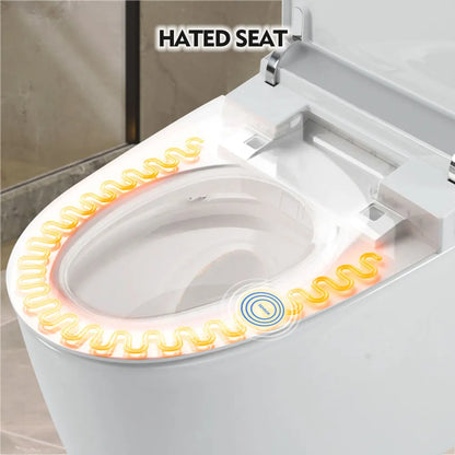 Heated Seat Smart Toilet, One Piece Toilet, Automatic Flush Tank Less Toilet without Bidet, with Foot sensor Flush