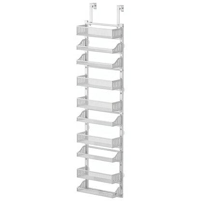 Over The Door Pantry Organizer, 10-Tier Pantry Door Hanging Heavy-Duty Carbon Steel Storage Rack Organizer For Kitchen Spice