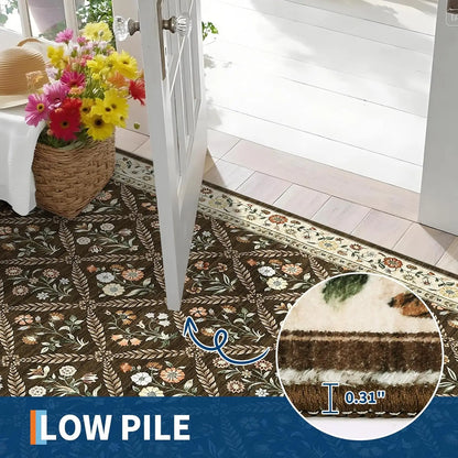 Vintage Washable Area Rugs for Living Room Soft Low-Pile Non-Slip Carpet  for Bedroom Dining Room Home Office