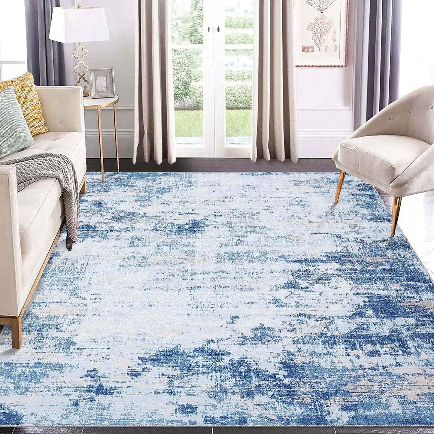 Abstract Area Rug for Living Room Machine Washable  Low Pile  for Bedroom Dining Room Home Office