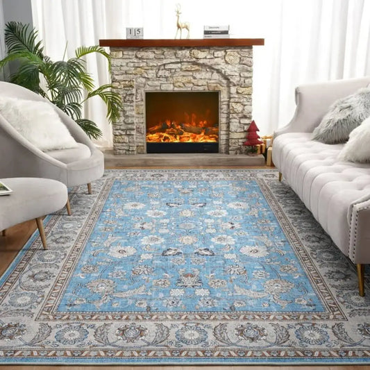Vintage Floral  Soft Accent Area Rug  Low-Pile Carpet for Living Room Bedroom