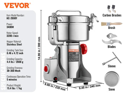 150-2500g Electric Grain Mill Grinder