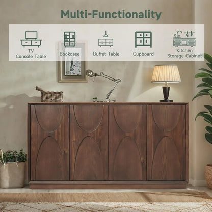 59" Sideboard Buffet Cabinet Retro Accent Storage Cabinet with Magnetic Door Latches Adjustable Shelf for Living Room Kitchen