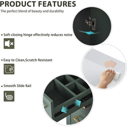 30 Inch Bathroom Vanity with Ceramic Sink, Modern Bathroom Storage Cabinet with 3 Drawers and 2 Doors