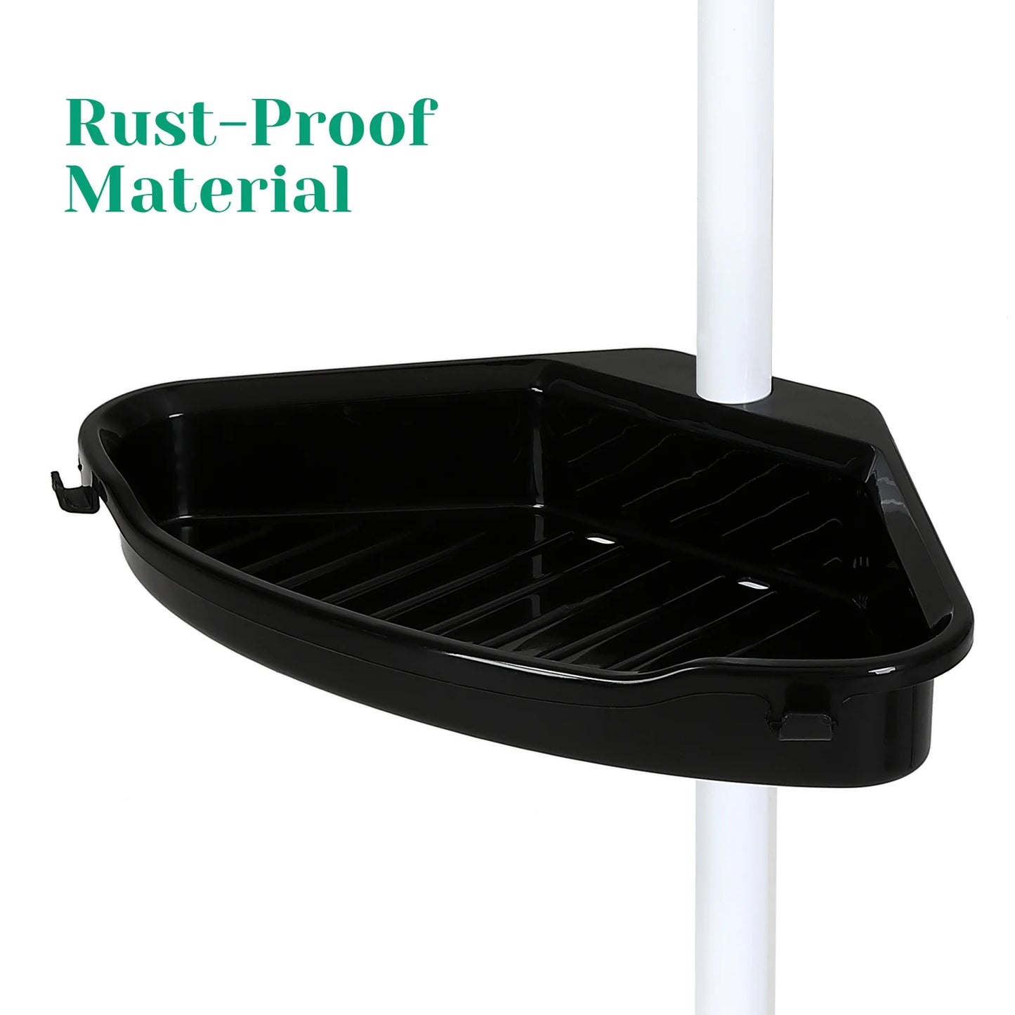 Corner Shower Caddy with Tension Pole 4-Tier Adjustable Shelves Bathroom Storage Organizer with Rubber Pad