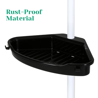 Corner Shower Caddy with Tension Pole 4-Tier Adjustable Shelves Bathroom Storage Organizer with Rubber Pad