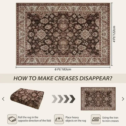 New Vintage Floral Rugs Soft Accent Large Area Rug Fluffy Carpet for Bedroom Living Room