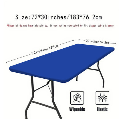 Solid Color Polyester Elastic Rectangular Tablecloth - Universal Fit for Home Parties, Picnics, Weddings & Banquets