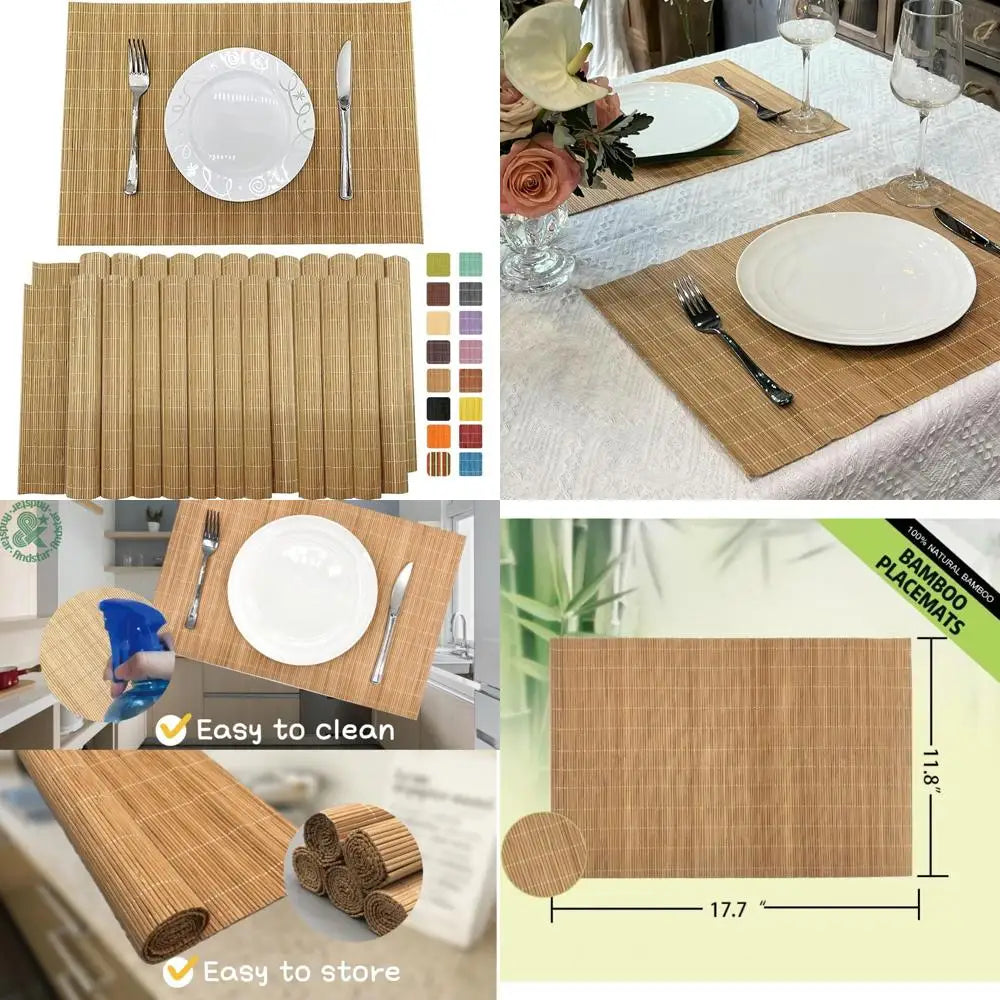 Set of 24 Bamboo Placemats 17.7X11.8Inch