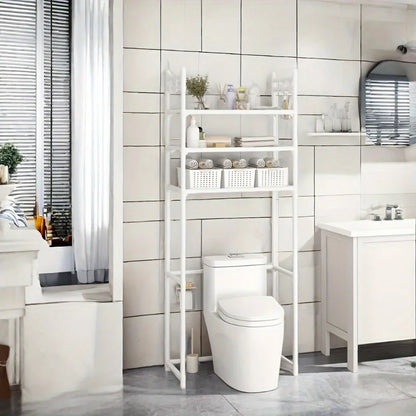 Metal 3 Tier Above Toilet Storage Rack Floor-to-ceiling No-drill Bathroom Accessory