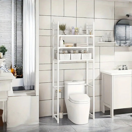 Metal 3 Tier Above Toilet Storage Rack Floor-to-ceiling No-drill Bathroom Accessory