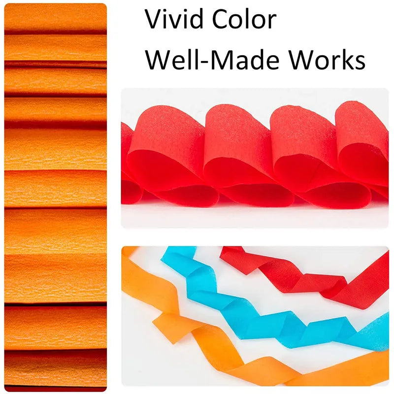 12Pcs/Rolls Crepe Paper Decorations in 12 Colors 82ft