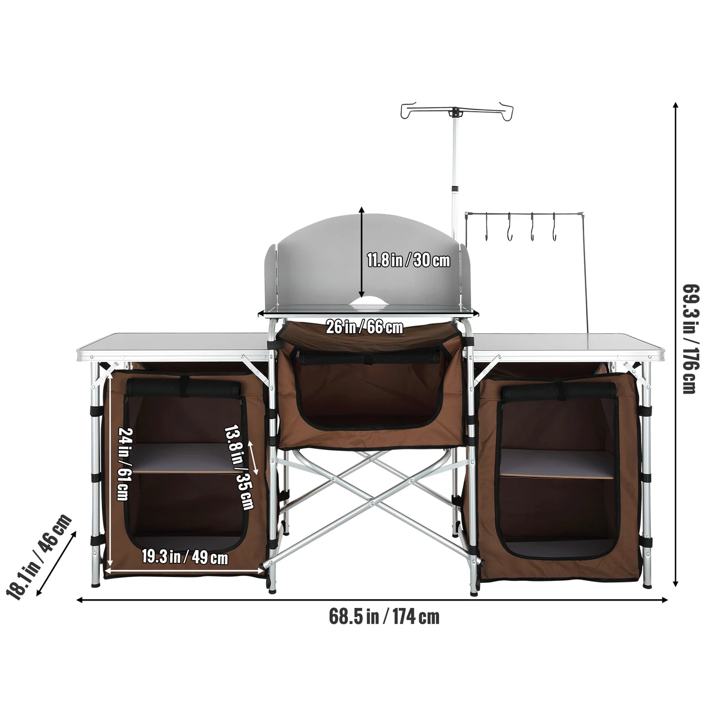 Folding Camping Outdoor Kitchen Table Cabinet