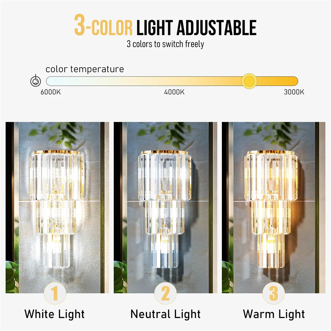 Modern Crystal Wall Lamp 3-Layer Wall Crystal Sconce Light E14 Led Corn Lights