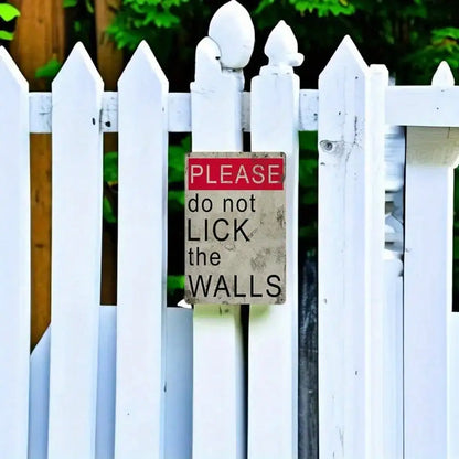 1PC Funny "Please Don't Lick Walls" Metal Sign - Humorous Home Decor, High-Quality Tin Wall Art, Fun Gift