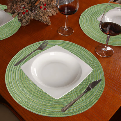 Round Braided Set of 6 Washable Round Placemats for Christmas Kitchen Wedding Dining Table 34cm Woven Heat Resistant Place Mats