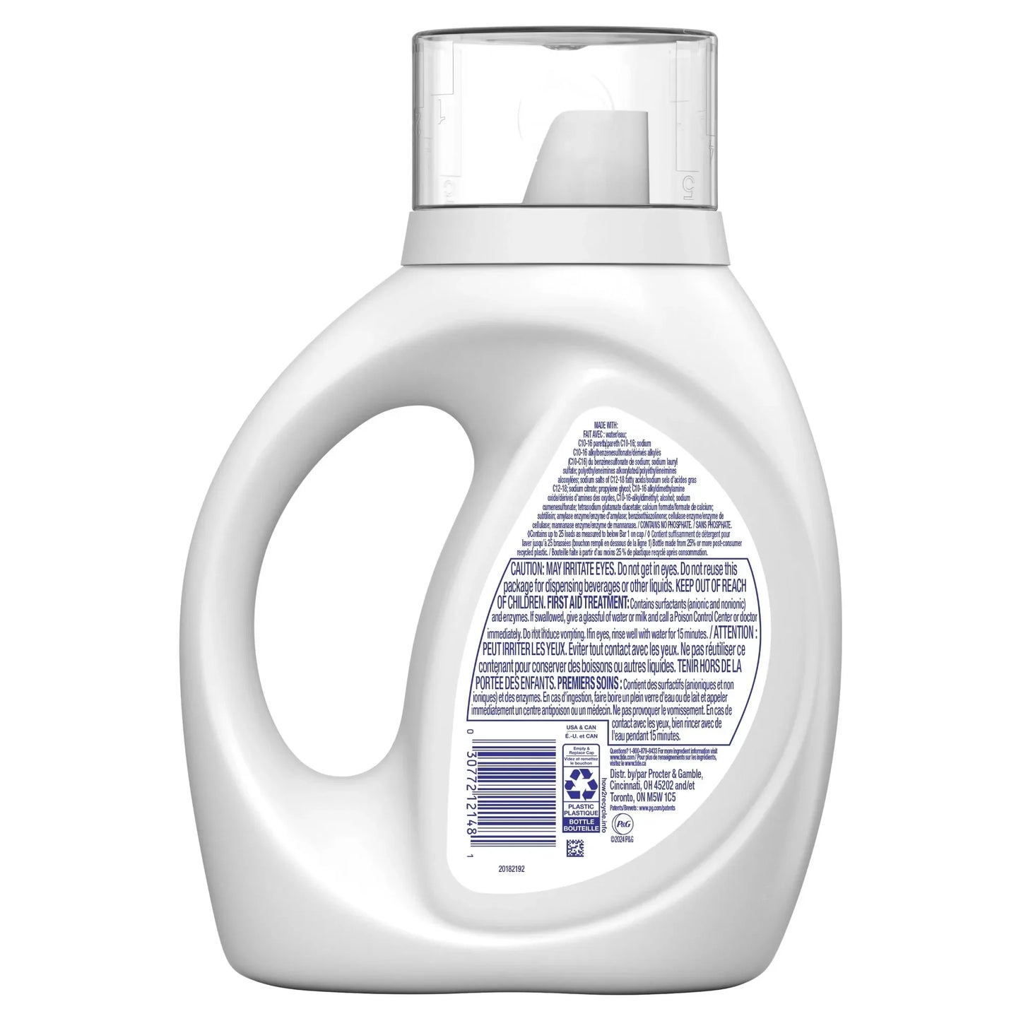 34 fl oz Free & Gentle Laundry Detergent, Hypoallergenic for 25 Loads, Dye & Perfume Free, Sensitive Skin Safe
