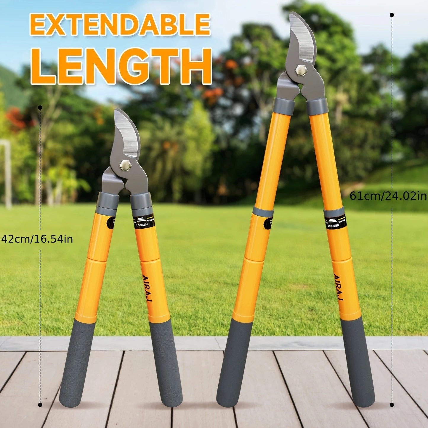 Hedge Shears, Pruning Shears with Telescopic Handles, Extendable Heavy-Duty Branch Cutters， Garden Clippers