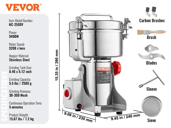 150-2500g Electric Grain Mill Grinder