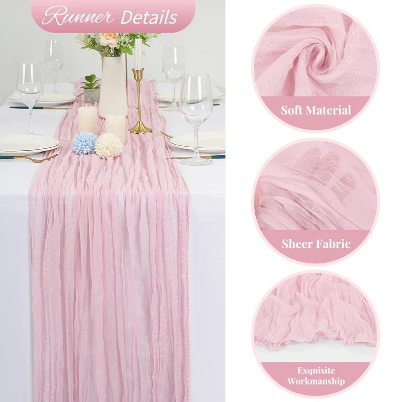 1pc Cheesecloth Table Runner,Country Style Gauze Cheese Cloth Tablecloth For Wedding,Bridal Shower,Baby Shower,Birthday Party
