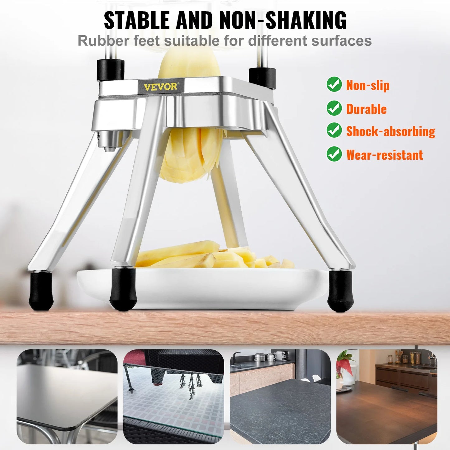 SucceBuy Commercial Vegetable Fruit Dicer Cutter Potato Slicer Chopper 4 Blades & Tray Manual Cutting Machine home appliance
