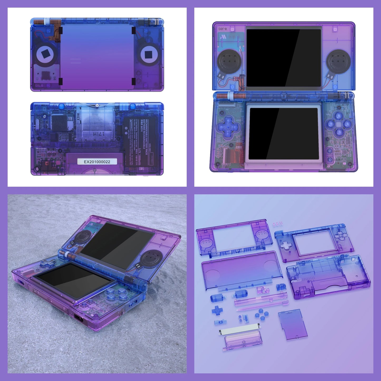 eXtremeRate Replacement Full Housing Shell for Nintendo DS Lite, Case Cover with Buttons, Screen Lens for NDSL - Single Series