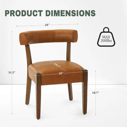 Faux Leather Dining Chairs Set of 4 Upholstered Kitchen & Dining Room Wooden Chairs Mid Century Modern Dining Chairs Low Back