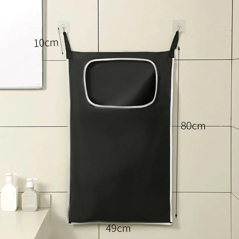 Over-the-Door Hanging Laundry Basket Wall-mounted Dirty Clothes Storage Organizer for Bathroom