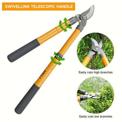 Hedge Shears, Pruning Shears with Telescopic Handles, Extendable Heavy-Duty Branch Cutters， Garden Clippers