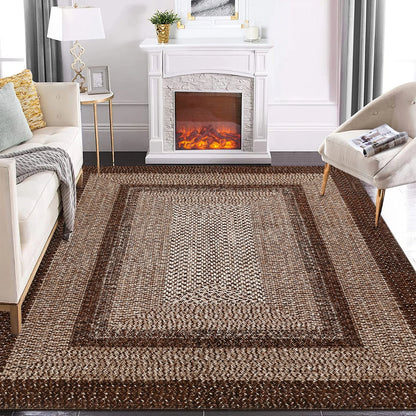 Washable Area Rugs ,Braided Print, Non Slip