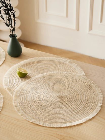 Hot Round Braided Placemats Set of 4 Washable PP Heat Resistant 38cm Table Place Mat for Kitchen Xmas Dining Table Party Decor