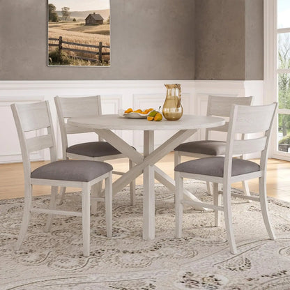 4-Piece Solid Wood Dining Table Set for 4-6, Modern Breakfast Dinette Kitchen Table with Chairs