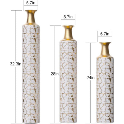 Tall Gold Metal Vase Set of 3
