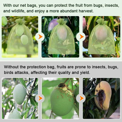 100pcs Drawstring Mesh Bags Fruit Cover Pest Barrier Protective Nets Insect anti-mosquito Net Bag Plant Garden Supplies