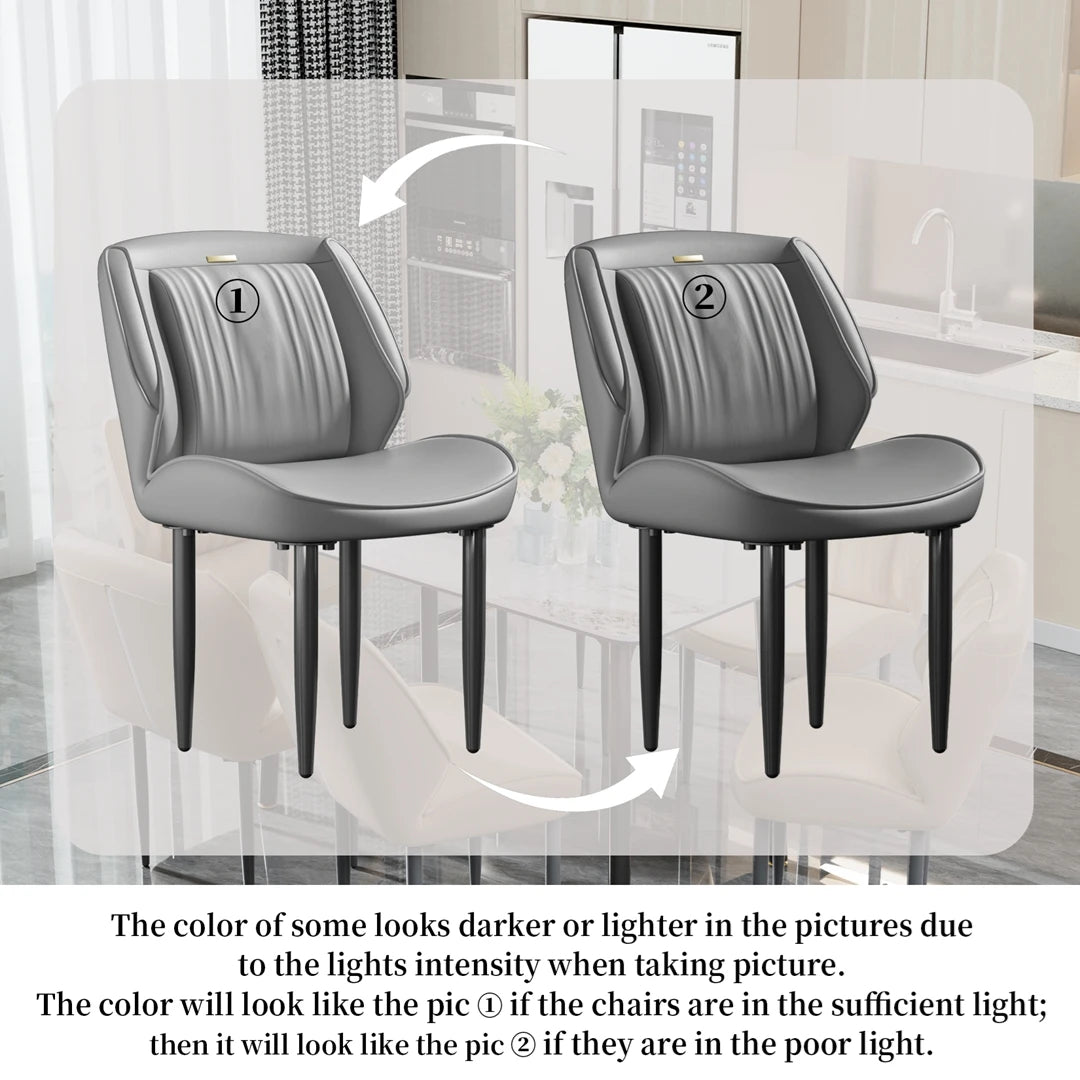 2Pcs PU Leather Dining Chairs Armless Wide Back Modern Accent Chairs for Dining Room Kitchen Suitable for All Tables