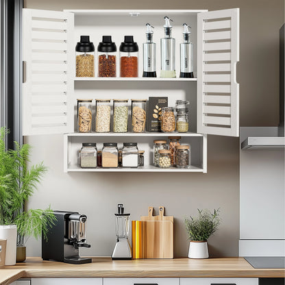 Wall Cabinet Bathroom Storage Cabinet Wall Mounted with Adjustable Shelves Inside, Double Door Medicine Cabinet, Utility Cabinet