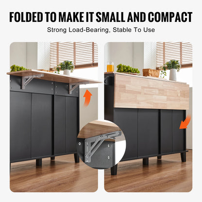 Kitchen Island Cart Breakfast Bar with Trash Cabinet