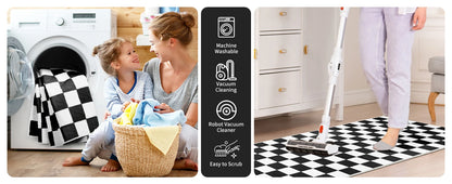 Black and White Checkered Rug