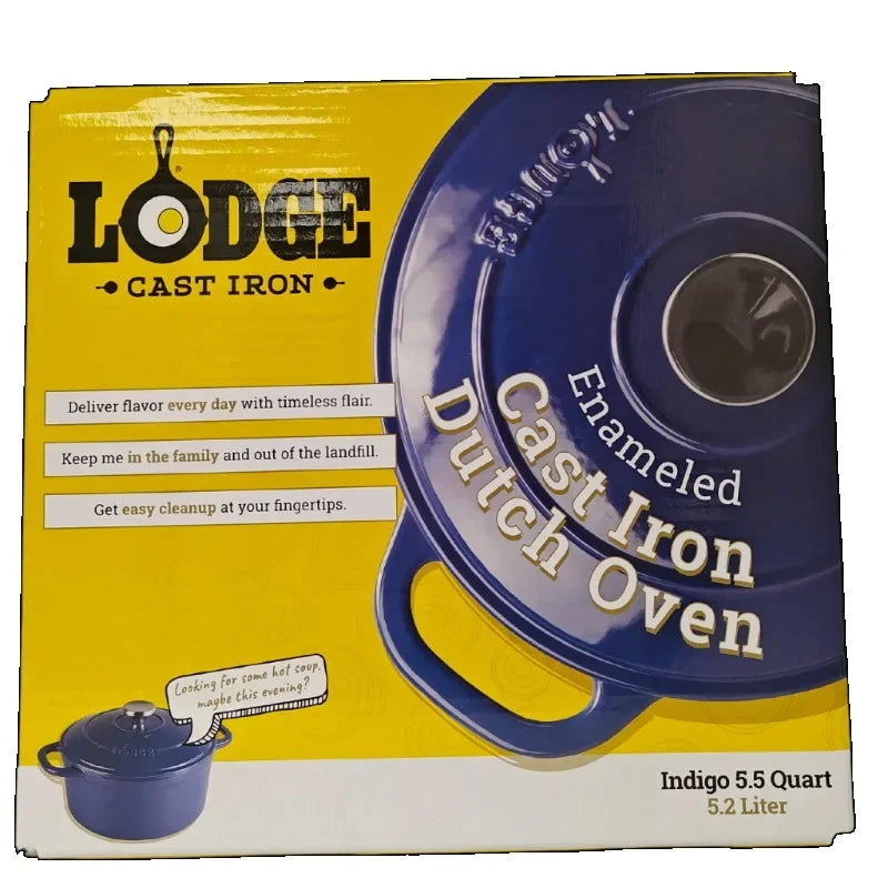 Lodge Cast Iron 5.5qt Red Enameled Dutch Oven  non stick cooking pot set