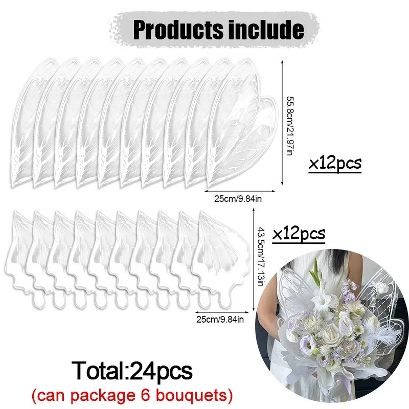 24Pcs Butterfly Wings Shape Flower Wrapping Paper Bouquets  DIY Gift Decoration Supplies
