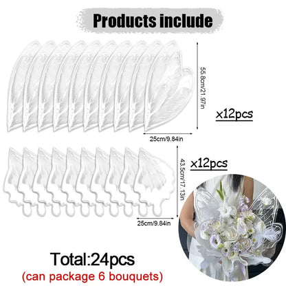 24Pcs Butterfly Wings Shape Flower Wrapping Paper Bouquets  DIY Gift Decoration Supplies