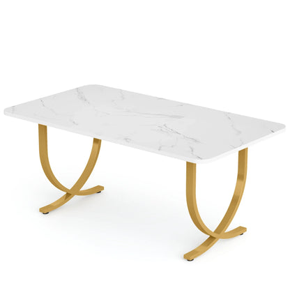 63" Modern Dining Table Kitchen Table with Faux Marble Top