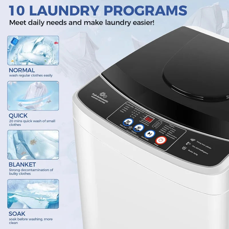 Portable Washing Machine 20Lbs Capacity 2.8 Cu. ft. Portable Washer and Dryer Combo with 10 Programs and 8 Water Level
